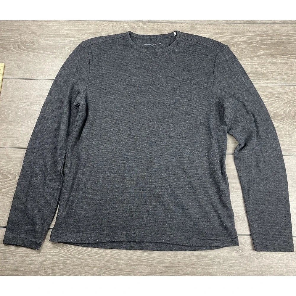 John Varvatos Men's‎ Long Sleeve Pullover Crew Neck Shirt Grey Size Large